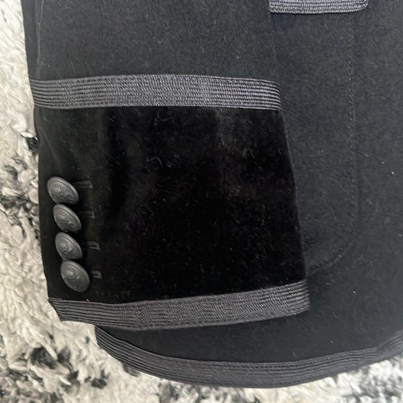 Express Slim Velvet Military Aviator Jacket Sz 42R Men's Black Button Velour - Picture 4 of 7